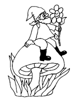 A coloring page of gnomes